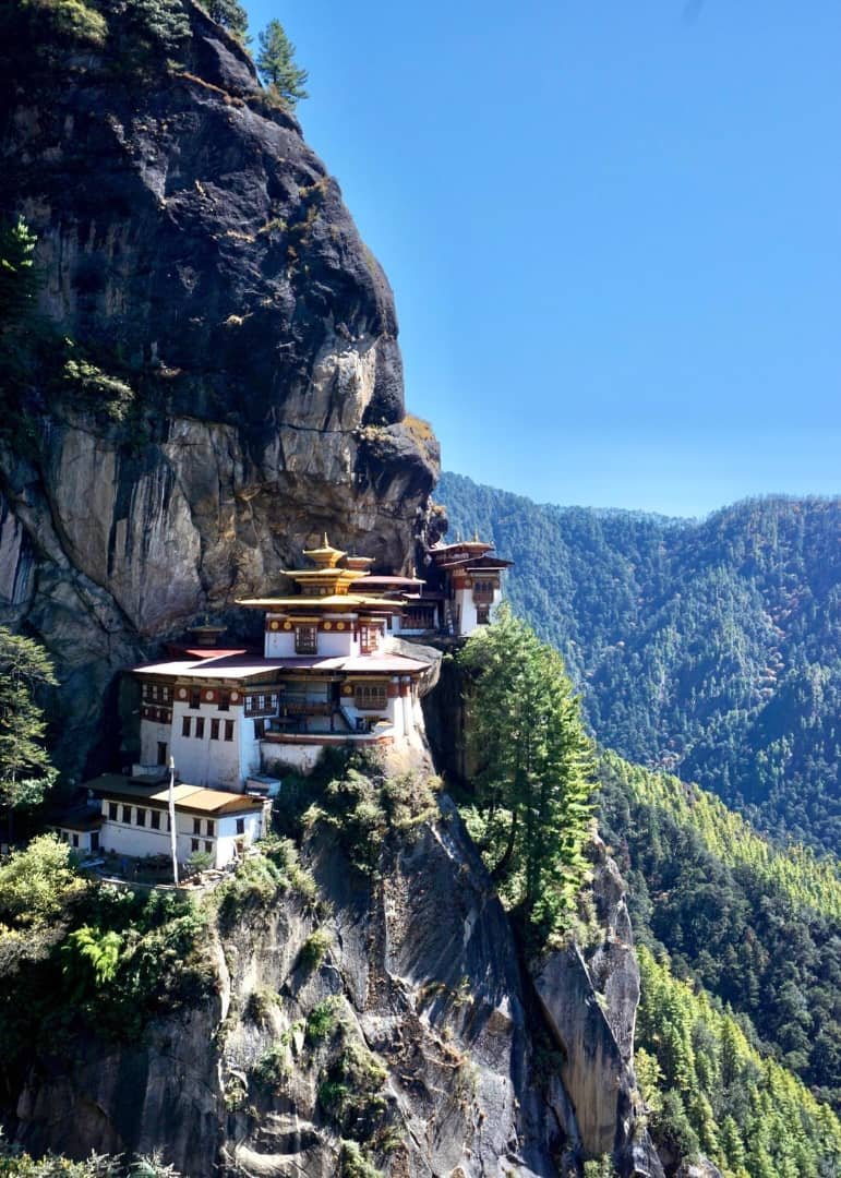 Taktsang (Tiger's Nest) Monastery clinging to a cliff face