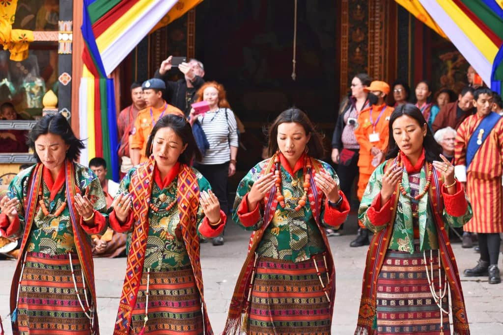 Bhutanese women in traditional dress